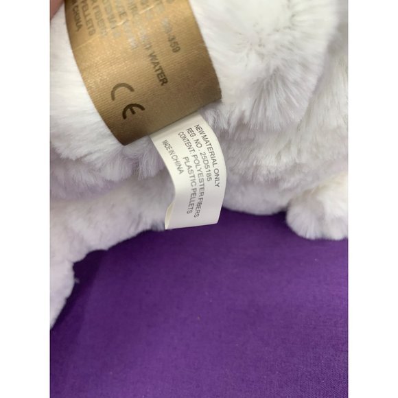 Dena NO 1784 First Main White Bear Plush Stuffed Animal Purple Pink Striped Ribb - Picture 9 of 12